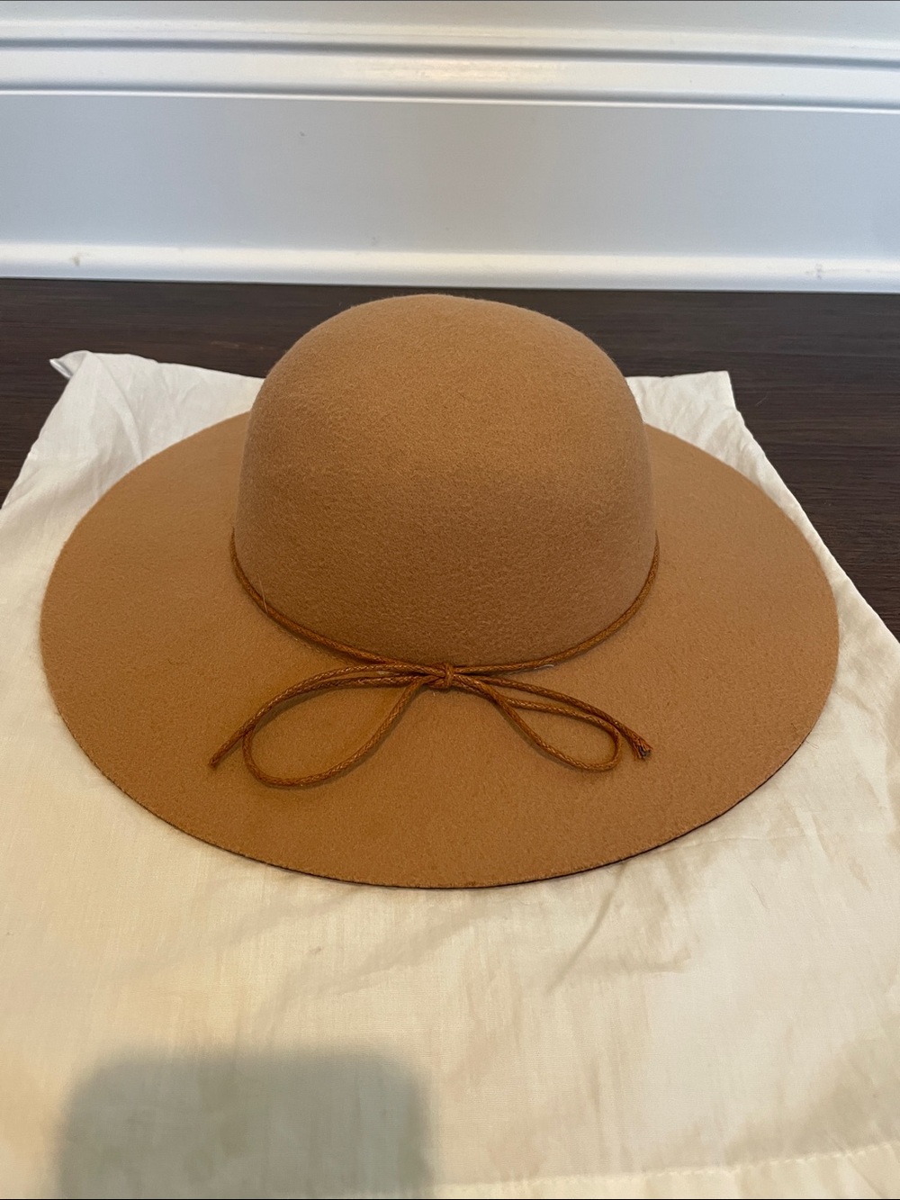 Matilda Jane Wide-Brim Felt Hat in Camel Brown with Bow Toddler 1-3yrs